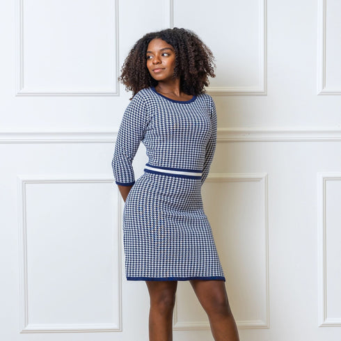 3-4-sleeve-fit-and-flare-sweater-dress Sophia's StyleDresses-1