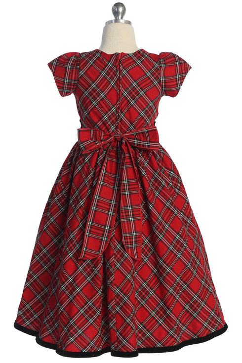 Girls Contrast Waistline Holiday Dress with Bow 4-14