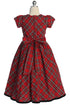 Girls Contrast Waistline Holiday Dress with Bow 4-14