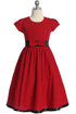 Girls Contrast Waistline Holiday Dress with Bow 4-14