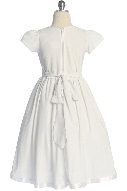 Girls Contrast Waistline Holiday Dress with Bow 4-14