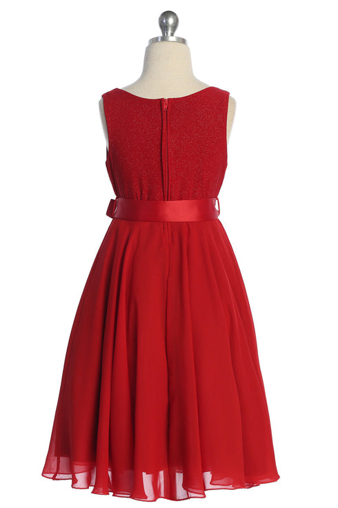 Girls Multi Color Glitter V Neckline Flower Girl Dress 4-16