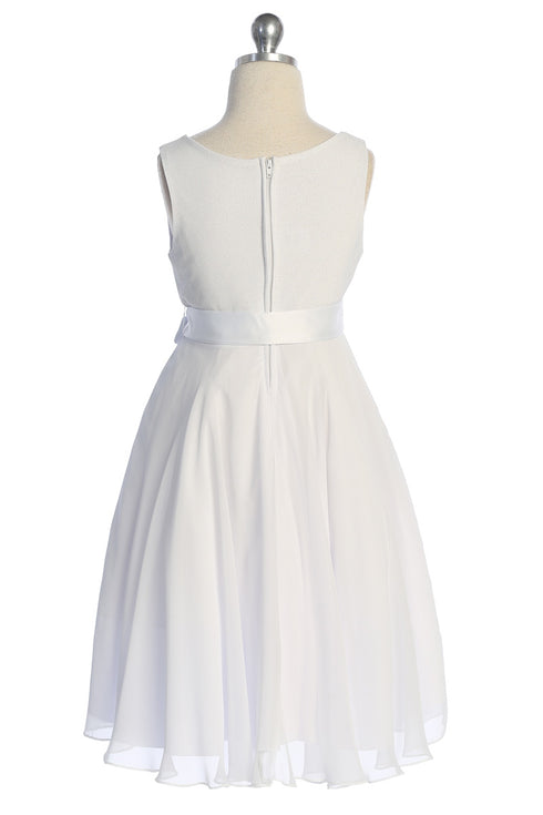 Girls Multi Color Glitter V Neckline Flower Girl Dress 4-16