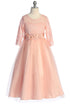 Girls Floral Waist Lace and Tulle Flower Girl Dress 4-16
