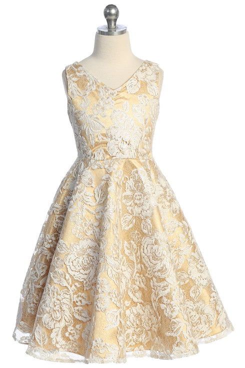 Girls Floral Brocade Party Dress 2T-14