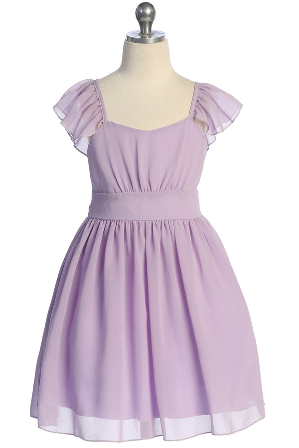 Girls Pebble Georgette Ruffle Sleeve Easter Dress, Sizes 2-14