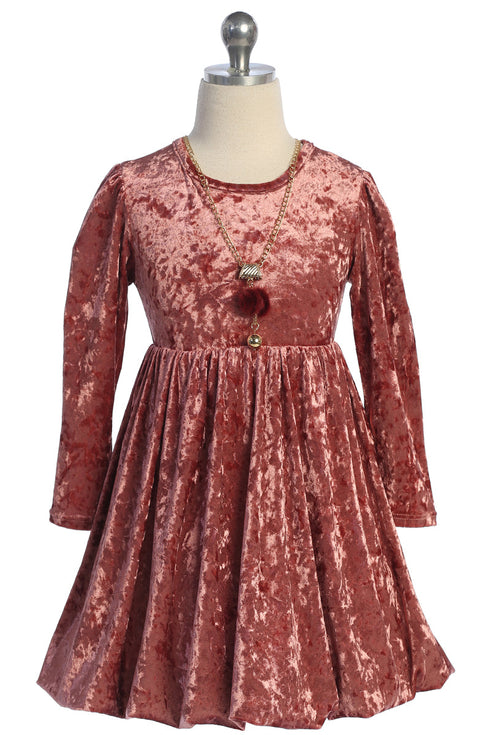 Girls Velvet Necklace Holiday Dress 4-14