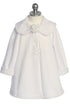 Elegant Girls White Coat - Polapolis Fabric with Flower Decoration 2-14