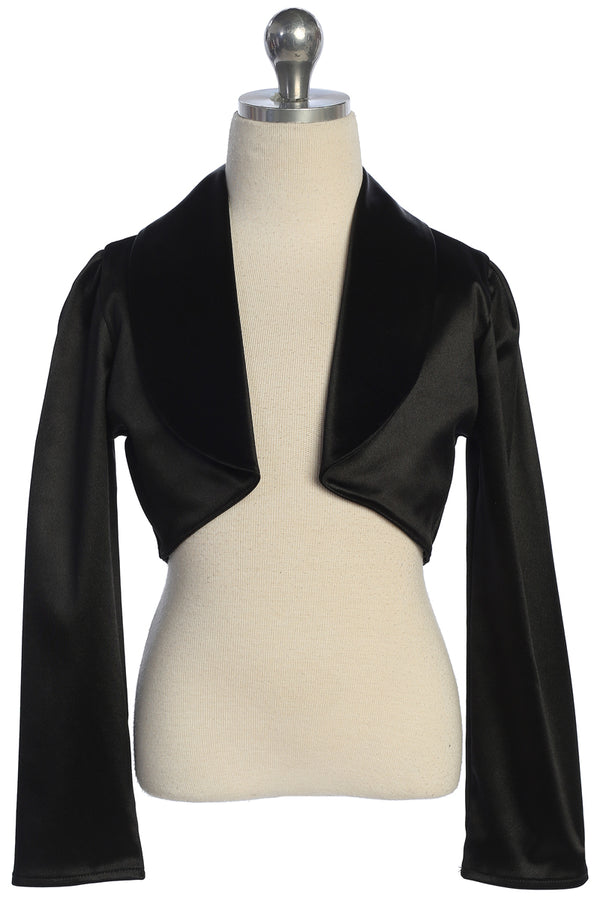 Elegant Girls Satin Stretch Bolero – Classic Black & White 2-14