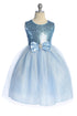 Girls Sequin Party Dress with Elegant Bow 4-14