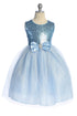 Girls Sequin Party Dress with Elegant Bow 4-14