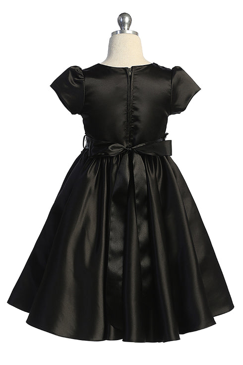 Girls Satin Special Occasion Dress with Removable 3D Floral Belt 2-16