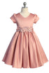Girls Satin Special Occasion Dress with Removable 3D Floral Belt 2-16