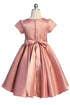 Girls Satin Special Occasion Dress with Removable 3D Floral Belt 2-16