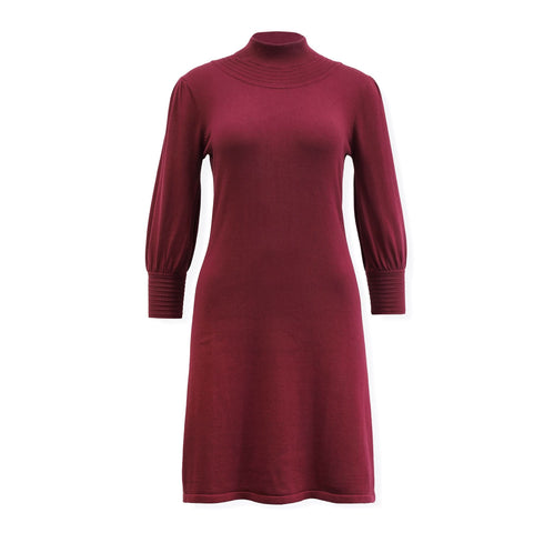 mock-neck-puff-sleeve-sweater-dress-1 Sophia's Style-4