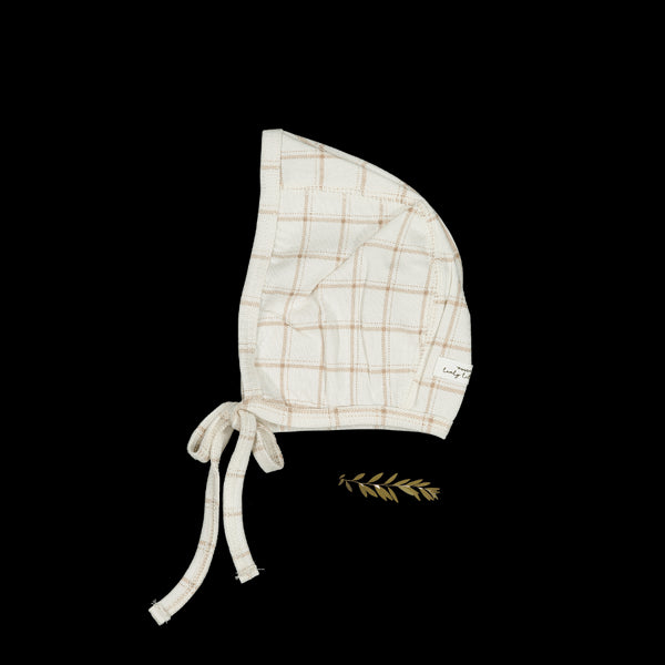 the-printed-bonnet-tan-grid Lovely Littles - Sophia's StyleBonnet-1