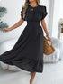 smocked-frill-round-neck-midi-dress OhSoStyled - Sophia's Style in Black-1