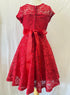 Girls Red Lace Holiday Dress with Pearls & Sequins – Elegant Party & Special Occasion Dress 4-16