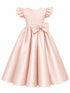 Girls Satin Special Occasion Dress with Removable Bow 2-16
