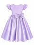 Girls Satin Special Occasion Dress with Removable Bow 2-16
