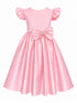 Girls Satin Special Occasion Dress with Removable Bow 2-16