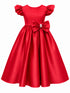 Girls Satin Special Occasion Dress with Removable Bow 2-16
