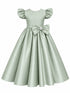 Girls Satin Special Occasion Dress with Removable Bow 2-16