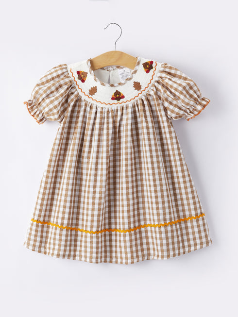 girls-thanksgiving-turkey-smocking-embroidered-brown-plaid-dress Rylee-Faith-Designs-Sophia's StyleDress-1