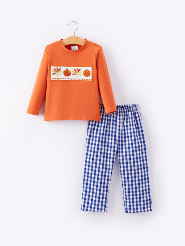 boys-thanksgiving-smocking-embroidered-plaid-outfit-set Sophia's StyleOutfit-1
