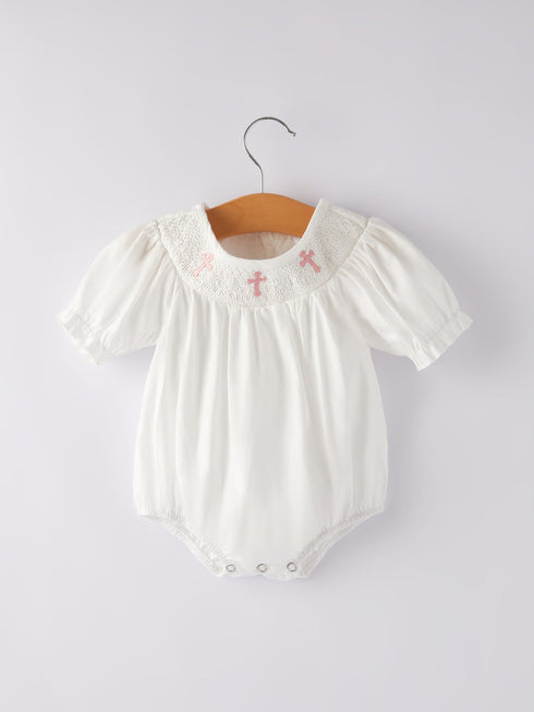 white-smocked-church-christ-bishop-christening-girls-romper Rylee Faith Designs - Sophia's StyleRomper-1