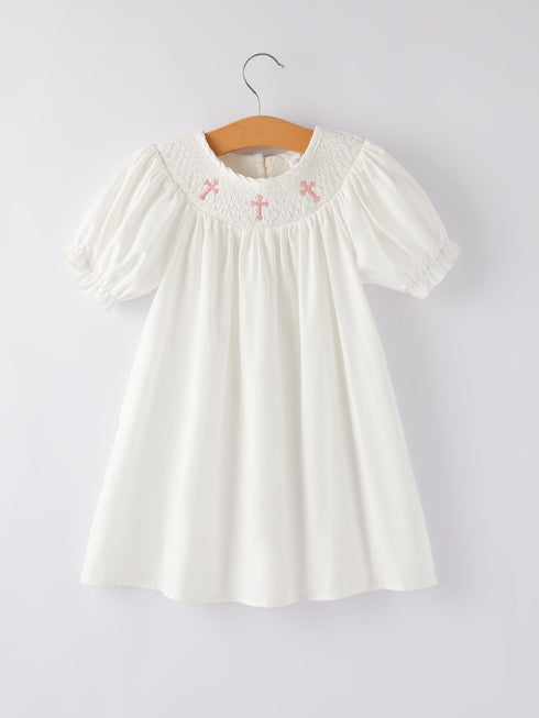 white-smocked-church-christ-bishop-christening-dress Rylee Faith Designs - Sophia's StyleDress-1