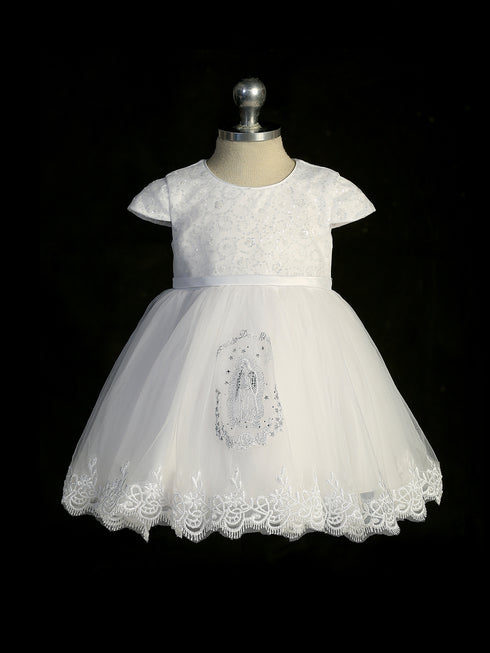 Elegant White Lace Christening Baby Gown Embroidered Baptism Outfit 0-24M