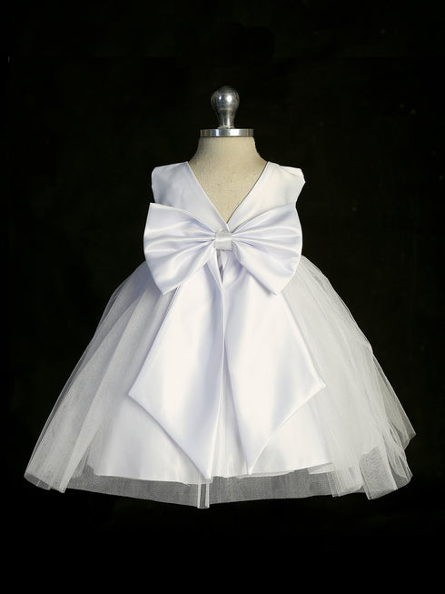 Elegant Baby Girls White Baptism Gown with Bonnet 0-24M