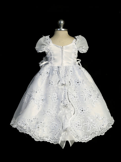 Girls White Baptism Gown with Cape & Headband, Sizes 0-6