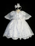 Girls White Baptism Gown with Cape & Headband, Sizes 0-6