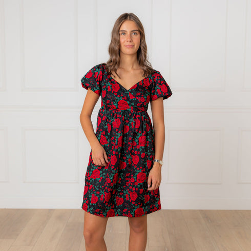 puff-sleeve-crossover-dress-1 Sophia's StyleDresses-1