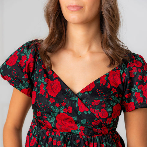 puff-sleeve-crossover-dress-1 Sophia's Style-2