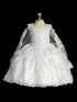Girls White Christening Gown with Embroidered Virgin Mary Design, Sizes 0-6