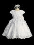 Girls White Elegant Ropone Style Christening Dress, Sizes 0-6