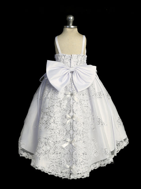 Girls Graceful White Virgin Mary Embroidered Christening Dress, Size 2