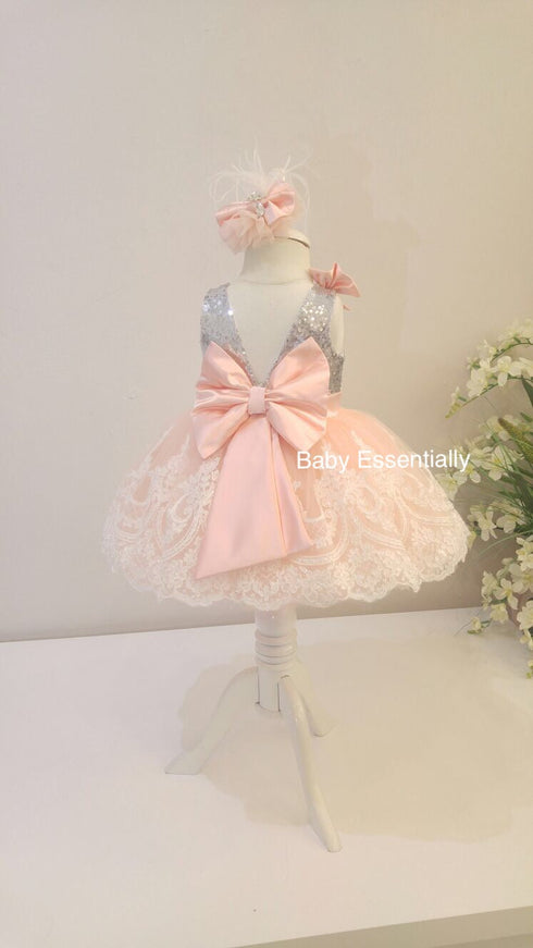 Alana Dress Silver & blush