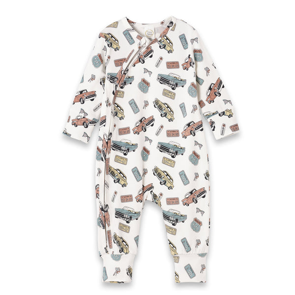 baby-zipper-romper-bamboo-route-66-classic-car-print Sophia's StyleBaby Boy Clothes-1