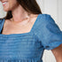 organic-ruched-chambray-dress-1 Sophia's Style-2