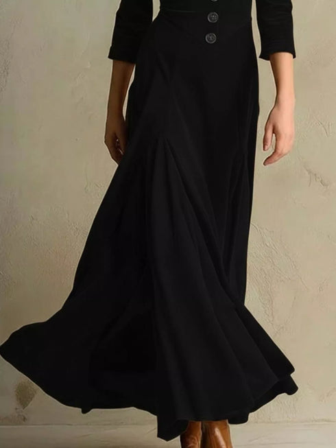 velvet-button-front-3-4-sleeve-maxi-dress-OhSoStyled-Sophia's-Style-5