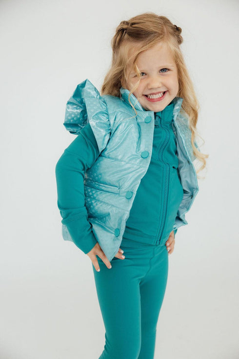 turquoise-dot-puffer-vest Mila & Rose - Sophia's StylePuffer Vest-1