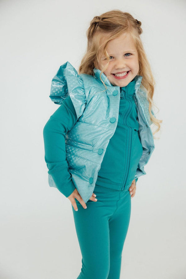 turquoise-dot-puffer-vest Mila & Rose - Sophia's StylePuffer Vest-1