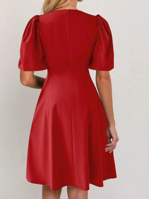 round-neck-puff-sleeve-a-line-dress-Sophia's Style-3