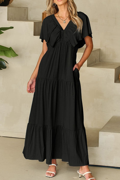 ruffled-v-neck-flutter-sleeve-maxi-dress OhSoStyled - Sophia's Style-18