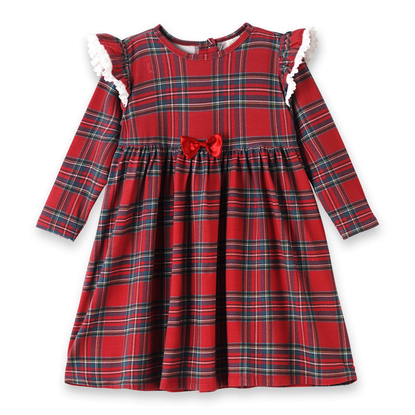 christmas-bamboo-holiday-dress-classic-red-tartan-plaid Sophia's StyleBaby Girl Dress-1