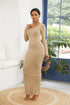round-neck-long-sleeve-maxi-wrap-dress Sophia's Trends - Sophia's Style-Khaki-S